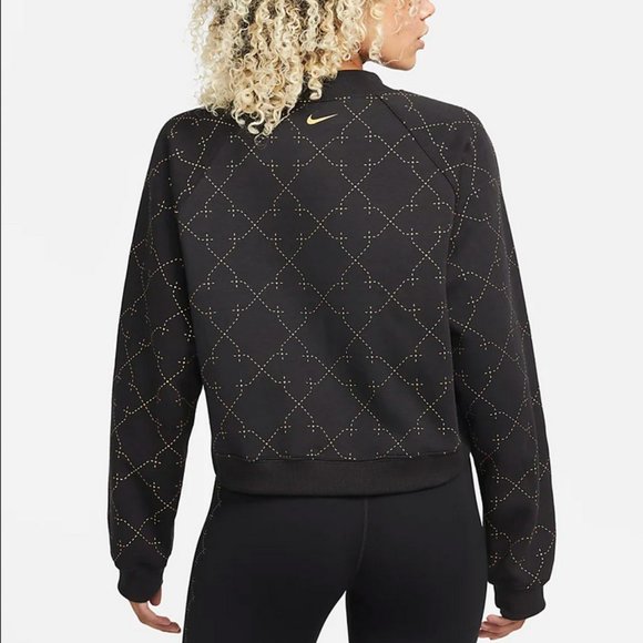 Nike Women's Plus Cropped Novelty Fleece Crew Sweatshirt-Black/Gold Size 3X - Picture 2 of 10